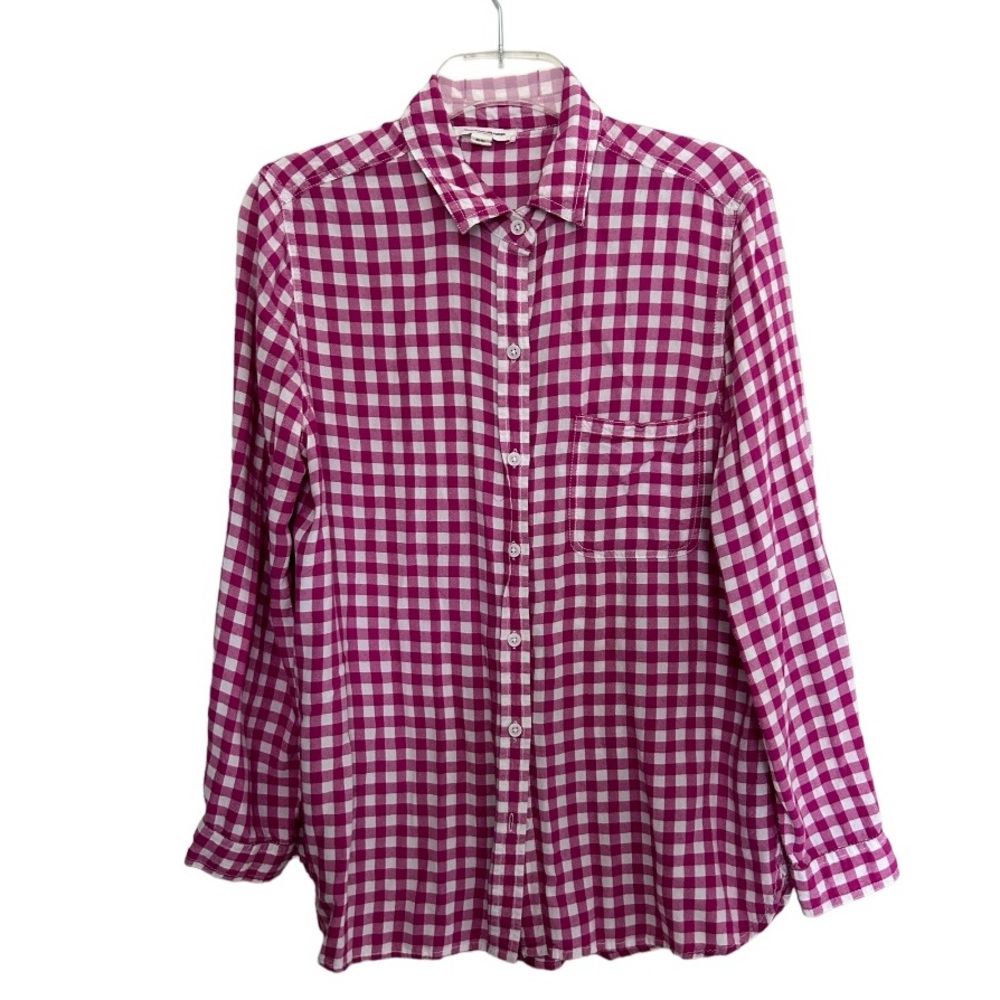 beach Lunch Lounge Gingham  button down shirt size Medium
